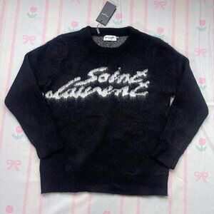 Saint Laurent Black Knit Sweater with Logo